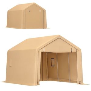 Outsunny Carport tente de garaj 3 x 5, 2 m, adapost auto exterior carport pentru masina cu usa rabatabila detasabila galben | Aosom Romania imagine