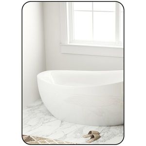 HOMCOM Oglindă de perete oglindă de baie rectangulară cu ramă din aliaj de aluminiu negru pentru dormitor, sufragerie 50 x 70 cm | Aosom Romania imagine