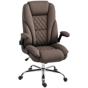 HOMCOM Scaun de birou, scaun birou ergonomic, inaltime reglabila, brate rabatabile, 70 x 70 x 114-122 cm, maro | Aosom Romania imagine