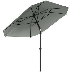 Outsunny Umbrelă de soare de 2, 3 m fără bază, Umbrelă de terasă ajustabilă cu manivelă, Poliester, Aluminiu, Fibră de sticlă, Gri închis | Aosom Romania imagine