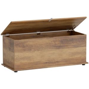 HOMCOM Ladă de depozitare, banc de depozitare cu capac rabatabil și balamale de siguranță, 100 x 40 x 40 cm, maro | Aosom Romania imagine