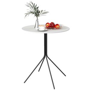 Outsunny Masă de grădină rotundă Ø 60 cm, masă de terasă cadru din oțel, pentru interior și exterior, gri închis | Aosom Romania imagine