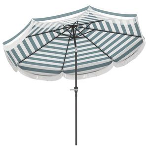 Outsunny Umbrelă de grădină 2, 7 m, umbrelă de exterior inclinabilă UPF 30+ cu manivelă, 8 baleiene, albastru clar și alb | Aosom Romania imagine