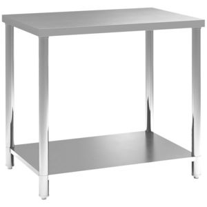 HOMCOM Masă de lucru din oțel inoxidabil cu 2 rafturi, pentru bucătărie, garaj, grădină, 90 x 60 x 86 cm, argintiu | Aosom Romania imagine