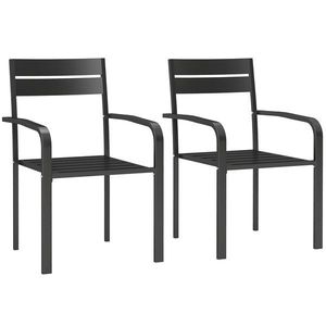 Outsunny Lot de 2 scaune de grădină empilabile în aer liber cu brațe, cadru din aluminiu 56 x 58 x 83 cm gri închis | Aosom Romania imagine