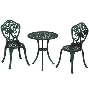 Outsunny Set bistrot pentru grădină din aluminiu, mobilier grădină 3 piese 2 scaune + masă rotundă imitație fier forjat | Aosom Romania imagine