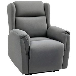 HOMCOM Fotoliu de Relaxare, Scaun Tapitat reglabil cu Suport pentru Picioare, cu Inclinație de 160°, cu Aspect de In, Asamblare Rapidă, Gri închis | Aosom Romania imagine