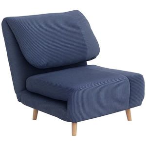 HOMCOM 2 în 1 Fotoliu Extensibil Pat de Oaspeți, cu Pernă Reglabila în Catifea 82 cm x 89 cm x 83 cm Albastru | Aosom Romania imagine