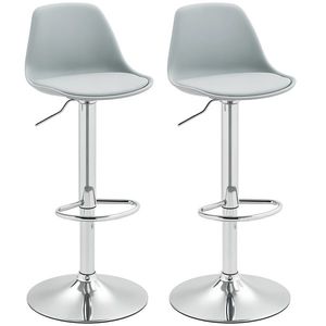 HOMCOM Set de 2 scaune de bar, Scaune de bar, Scaune rotative cu spătar, înălțime ajustabilă, capacitate de încărcare de până la 120 kg, 42 x 38 x 82-104 cm, Gri | Aosom Romania imagine