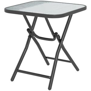 Outsunny Masă de cafea pătrată de bistro pentru grădină 45 x 45 x 50 cm pliabilă metal negru blat sticlă temperată negru | Aosom Romania imagine