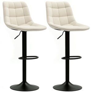 HOMCOM Scaune de bar moderne, Set de 2 scaune de bar pivotante cu spatar, reglabile in inaltime, cu suport pentru picioare, tapitate, Bej | Aosom Romania imagine