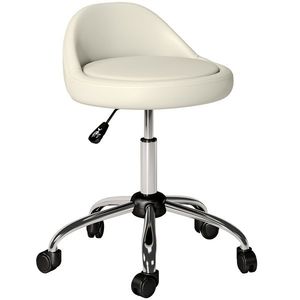 HOMCOM Taburet de lucru rotativ cu role, reglabil pe înălțime, 50 cm x 50 cm x 83 cm, Alb | Aosom Romania imagine