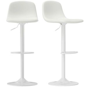 HOMCOM Set 2 Taburete Înalte Ajustabile 360° cu Spătar și Suport de Picior pentru Bucătărie Bar sau Sufragerie 40, 5x44x84-104 cm Alb | Aosom Romania imagine