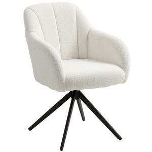 HOMCOM Scaun de salon pivotant captusit confortabil picior de otel si material polar alb | Aosom Romania imagine
