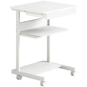 HOMCOM Birou de computer pe roți, birou cu depozitare 56 x 51 cm cu sertar, compartiment și suport CPU, alb | Aosom Romania imagine