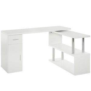 HOMCOM Birou Unghiular Modern din Lemn Spațiu de Lucru Generos 140x107x74.6 cm Design Contemporan pentru Birou | Aosom Romania imagine