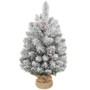 HOMCOM Brad de Crăciun Mic Înalt de 61 cm cu 72 de Ramuri Înzăpezite, Conuri și Boabe Roșii, Verde | Aosom Romania imagine