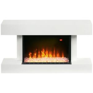 HOMCOM Șemineu Electric Independent și pentru Perete, cu Telecomandă și Protecție Împotriva Supraîncălzirii, 98x27x54, 5 cm, Alb | Aosom Romania imagine