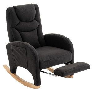 Scaun balansoar fotoliu relaxant cu brațe, tapițat și ergonomic, pentru living și dormitor, 66x96-125, 5x99 cm, Gri închis imagine