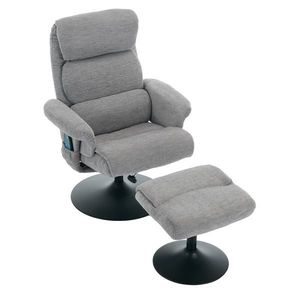 Fotoliu de relaxare cu funcție de înclinare și masaj în 5 puncte, fotoliu TV cu funcție de încălzire electrică și taburet, rotativ 360°, material chenille, 75, 5x77x100 cm, Gri imagine