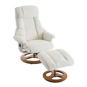Fotoliu confortabil de relaxare cu funcție de masaj și încălzire, rotativ la 360°, spătar reglabil și taburet, material chenille, 81x83, 5x111 cm, Alb imagine