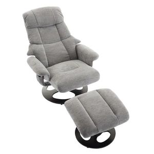 Fotoliu confortabil de relaxare cu funcție de masaj și încălzire, rotativ la 360°, spătar reglabil și taburet, material chenille, 81x83, 5x111 cm, Gri imagine