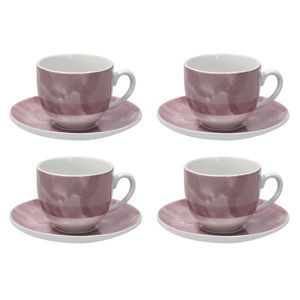 Set 4 cesti de cafea cu farfurie Sfera, Andrea Fontebasso, 250 ml, portelan, roz imagine