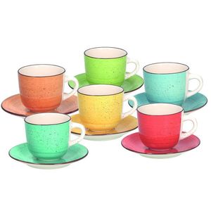 Set 6 cesti de ceai cu farfurie Louise Art and Pepper, Tognana Porcellane, 250 ml, ceramica, multicolor imagine