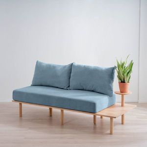 Canapea 2 locuri Seri, Homla, 180x76x75 cm, lemn/poliester, albastru imagine
