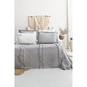 Set cuvertura de pat dubla 3 piese, Brianna - Grey, Şaheser, Bumbac imagine
