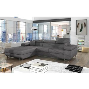 Coltar extensibil stanga 4 locuri ELTAP, Armd-60, Armando, 289x203x85 cm, lemn/poliester, gri imagine