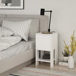 Noptiera Homitis, Ema - White, 30x55x30 cm, alb mat imagine