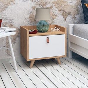 Noptiera Dopo, Mod Design, 50x40x55 cm, alb/maro imagine