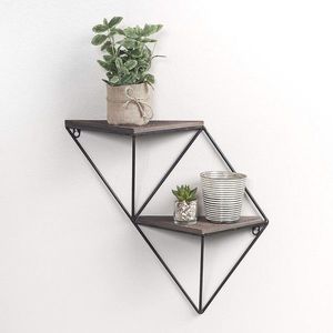 Raft pentru perete WR045, Evila Originals, 33x13x30 cm, aluna/negru imagine