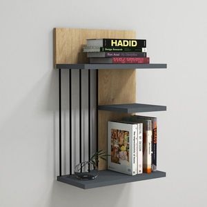 Raft pentru perete Nezma, Puqa Design, 40x21, 4x60 cm, safir/antracit imagine