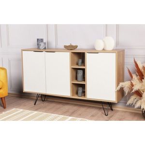 Consola, Decortie, Clara, 142 x 83 x 35.6 cm, pal melaminat, stejar/alb imagine