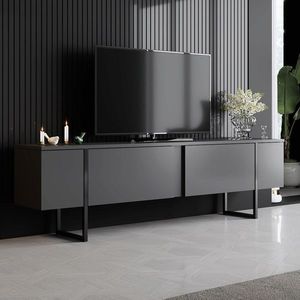 Comoda TV, Bexley, Luxe, 180x30x50 cm, PAL, Antracit / Negru imagine