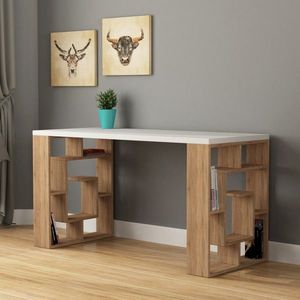 Birou Maze, Decortie, 140x60x75 cm, alb/bej imagine