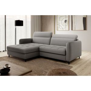 Coltar extensibil stanga 3 locuri ELTAP, LT-03MAN, Gomsi, 228x165x100 cm, lemn/poliester, gri inchis imagine