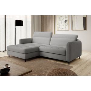 Coltar extensibil stanga 3 locuri ELTAP, LT-04ROY, Gomsi, 228x165x100 cm, lemn/poliester, gri deschis imagine