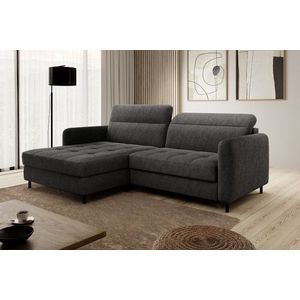Coltar extensibil stanga 3 locuri ELTAP, LT-05RAQ, Gomsi, 228x165x100 cm, lemn/poliester, gri inchis imagine