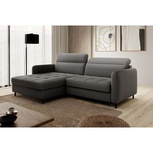 Coltar extensibil stanga 3 locuri ELTAP, LT-06MAN, Gomsi, 228x165x100 cm, lemn/poliester, gri inchis imagine