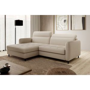 Coltar extensibil stanga 3 locuri ELTAP, LT-18MAN, Gomsi, 228x165x100 cm, lemn/poliester, bej deschis imagine