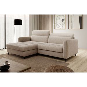 Coltar extensibil stanga 3 locuri ELTAP, LT-18RAQ, Gomsi, 228x165x100 cm, lemn/poliester, bej imagine