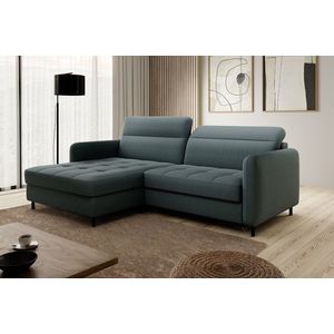 Coltar extensibil stanga 3 locuri ELTAP, LT-38MAN, Gomsi, 228x165x100 cm, lemn/poliester, verde imagine