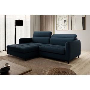 Coltar extensibil stanga 3 locuri ELTAP, LT-40MAN, Gomsi, 228x165x100 cm, lemn/poliester, albastru inchis imagine