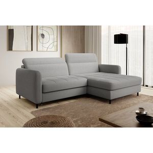 Coltar extensibil dreapta 3 locuri ELTAP, RT-04ROY, Gomsi, 228x165x100 cm, lemn/poliester, gri deschis imagine
