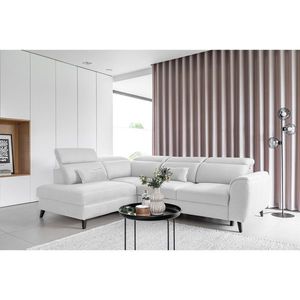 Coltar extensibil stanga 4 locuri ELTAP, LT-01SAV, Noble, 255x201x100 cm, lemn/poliester, alb imagine