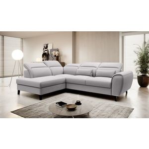 Coltar extensibil stanga 4 locuri ELTAP, LT-04GO, Noble, 255x201x100 cm, lemn/poliester, gri deschis imagine