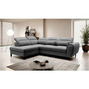 Coltar extensibil stanga 4 locuri ELTAP, LT-05VER, Noble, 255x201x100 cm, lemn/poliester, gri inchis imagine
